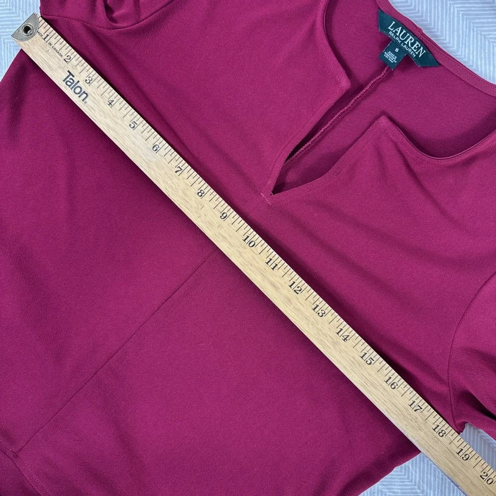 LRL Ralph Lauren Women's Large‎ Blouse Shirt Tunic Top Cranberry Stretch V-neck